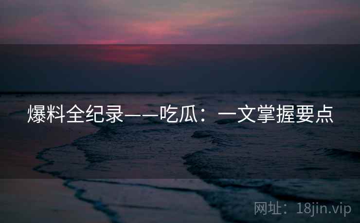 爆料全纪录——吃瓜：一文掌握要点