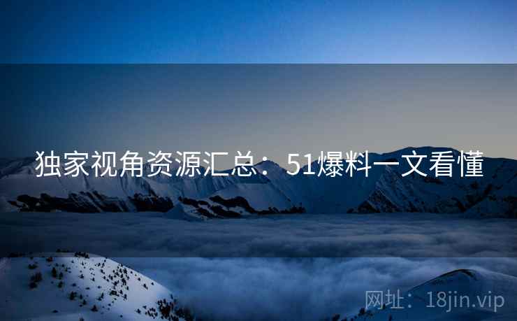 独家视角资源汇总：51爆料一文看懂
